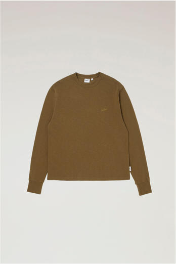 Long-Sleeved T-shirt in Pure Cotton with Embroidered Logo Brown photo 1 | Woolrich