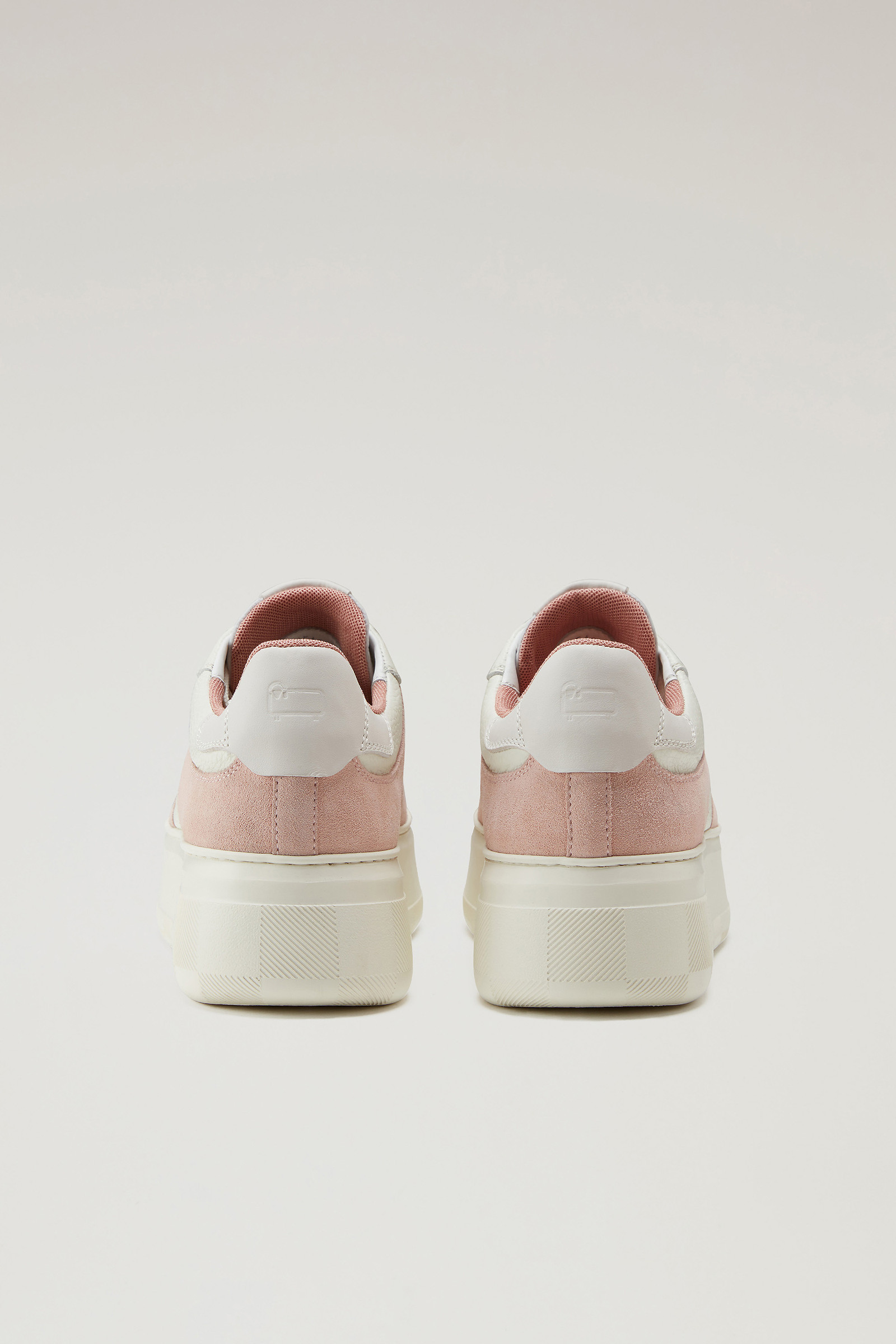 Chunky Court Sneakers in Leather with Suede Inserts Pink photo 3 | Woolrich