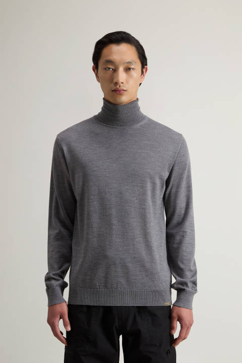 Rollkragen-Pullover aus reiner Merino-Schurwolle Grau | Woolrich