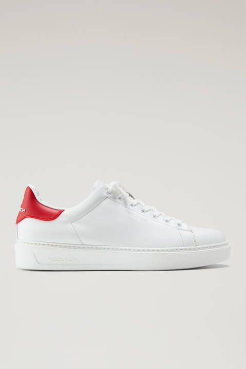 Leather Classic Court Sneakers with Contrasting Details White | Woolrich