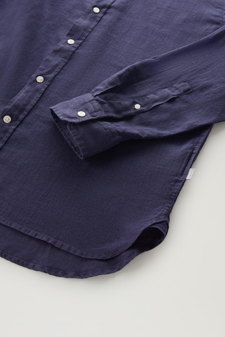 Overhemd van achteraf geverfd, zuiver linnen Blauw photo 7 | Woolrich
