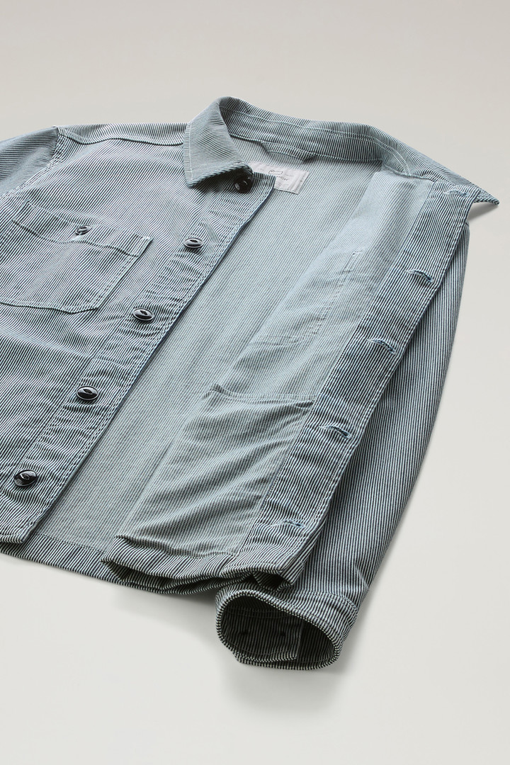 Striped Overshirt in Cotton Fleece Blue photo 10 | Woolrich