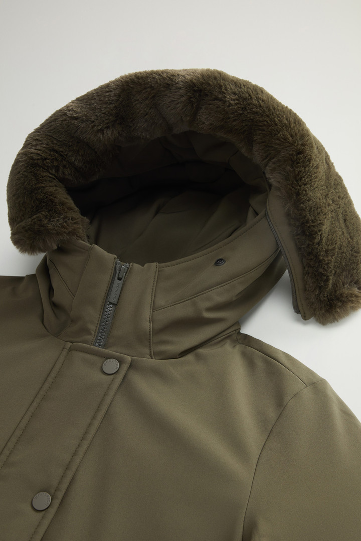 Firth Parka in Tech Softshell with Removable Faux Fur Collar Green photo 8 | Woolrich