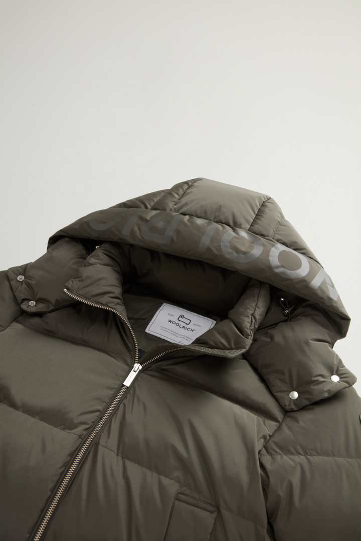 Short Alsea Down Jacket in Stretch Nylon with Detachable Hood Green photo 6 | Woolrich