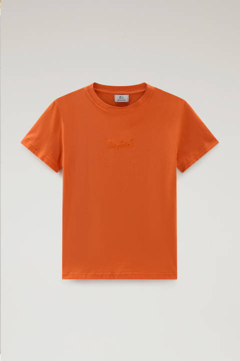 T-Shirt aus reiner Baumwolle mit aufgesticktem Logo Orange photo 2 | Woolrich