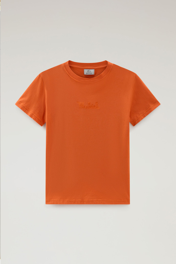 T-Shirt aus reiner Baumwolle mit aufgesticktem Logo Orange photo 5 | Woolrich