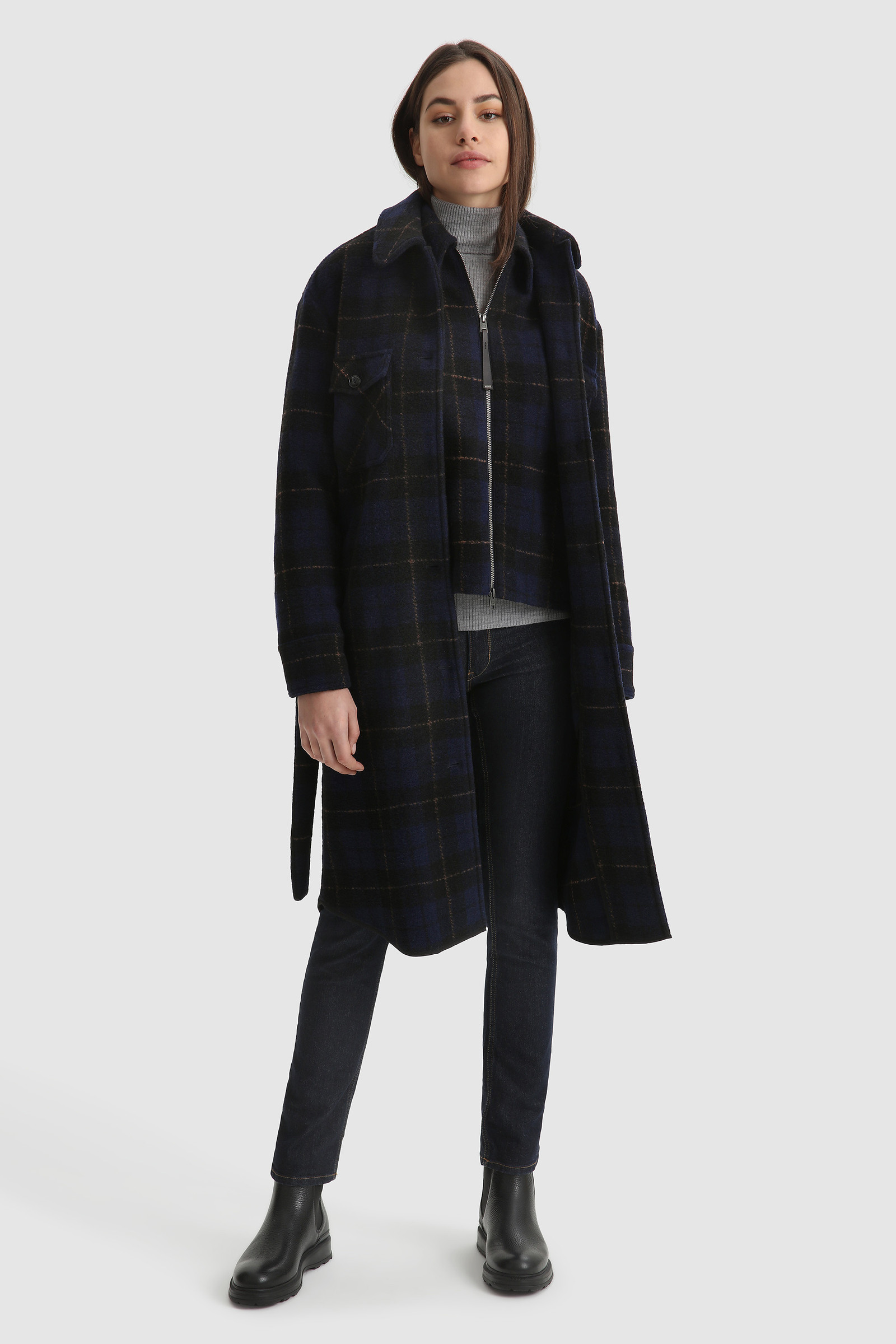 Gentry Long Overshirt with Belt Blue photo 2 | Woolrich