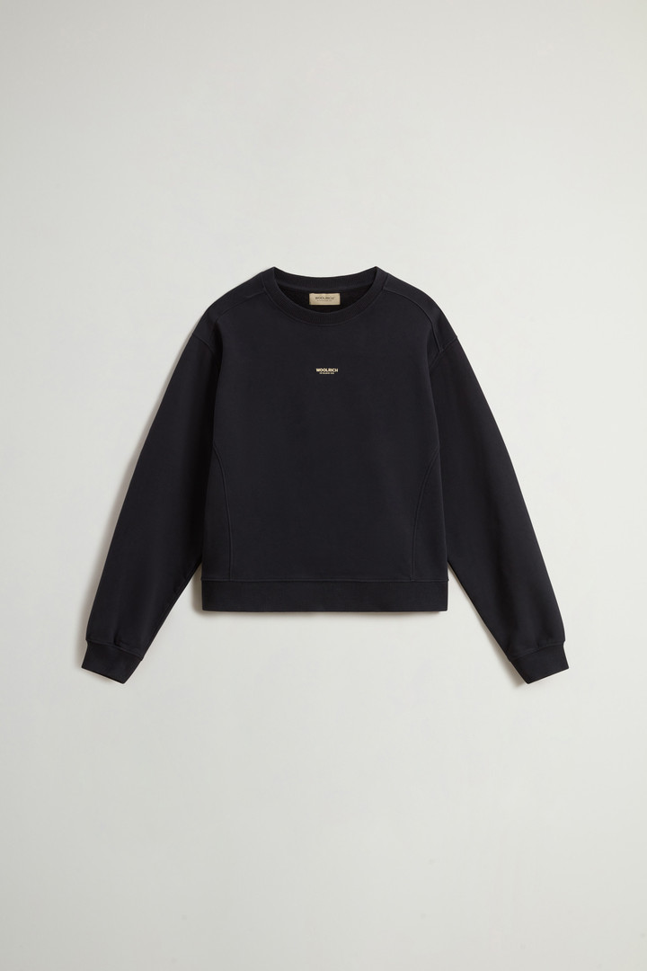 Crewneck Sweatshirt in Pure Cotton with Embroidered Logo Black photo 1 | Woolrich