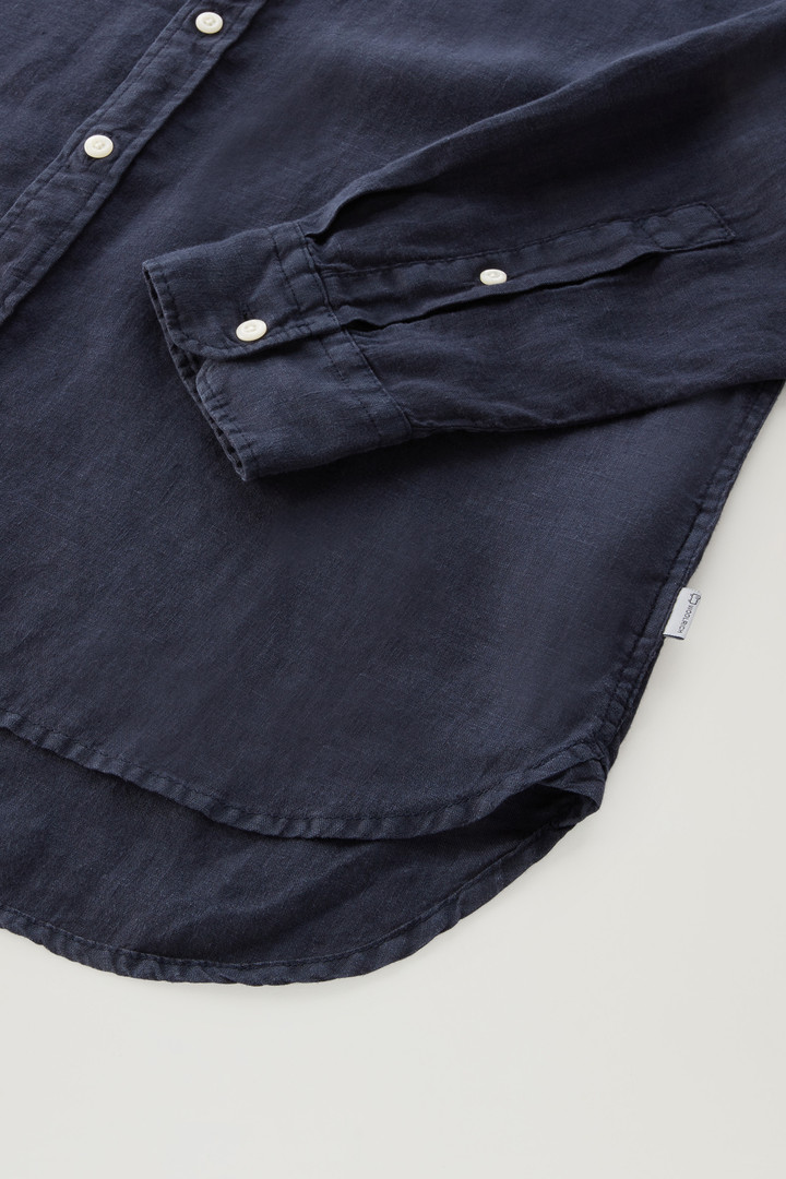 Garment-Dyed Pure Linen Shirt Blue photo 8 | Woolrich