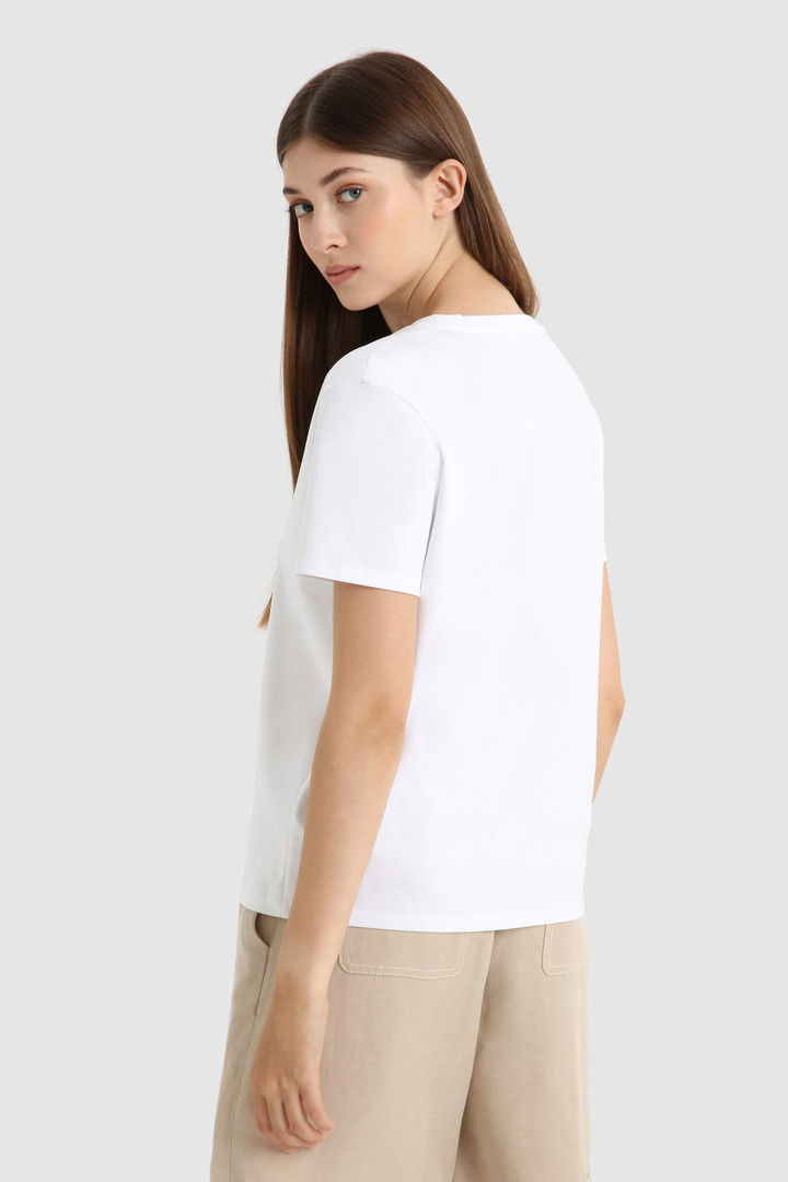 Stretch cotton t-shirt with embossed vintage logo White photo 3 | Woolrich
