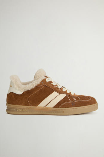 Doubleu Tennis Sneakers in Suede with Shearling Lining Beige | Woolrich