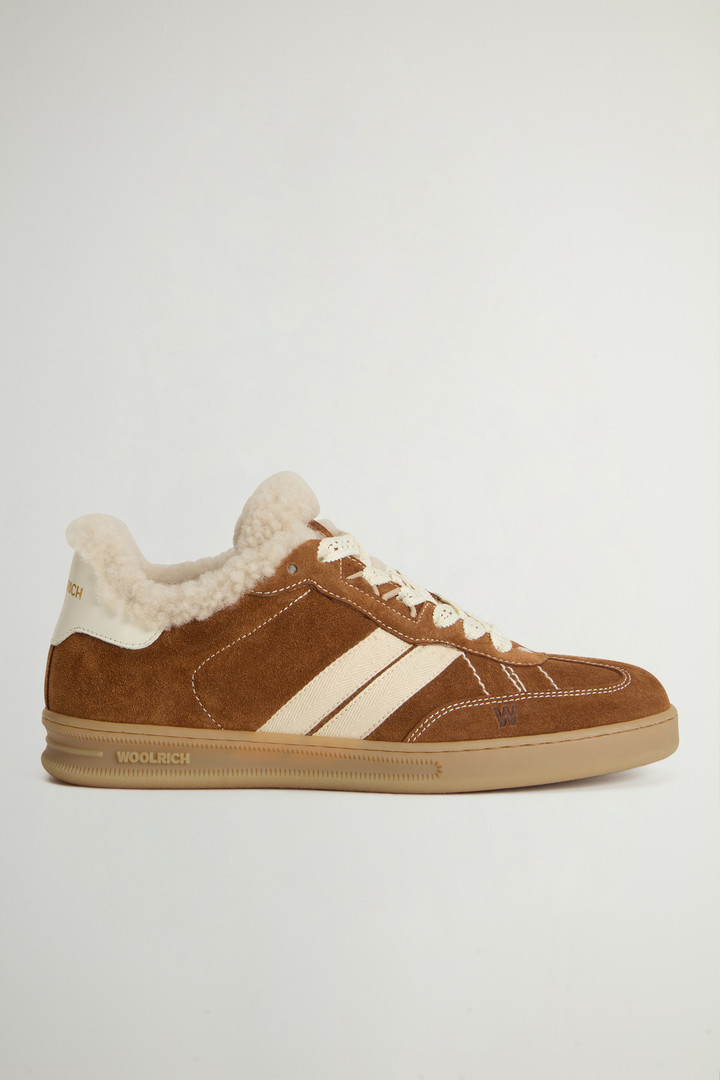 Doubleu Tennis Sneakers in Suede with Shearling Lining Beige photo 1 | Woolrich