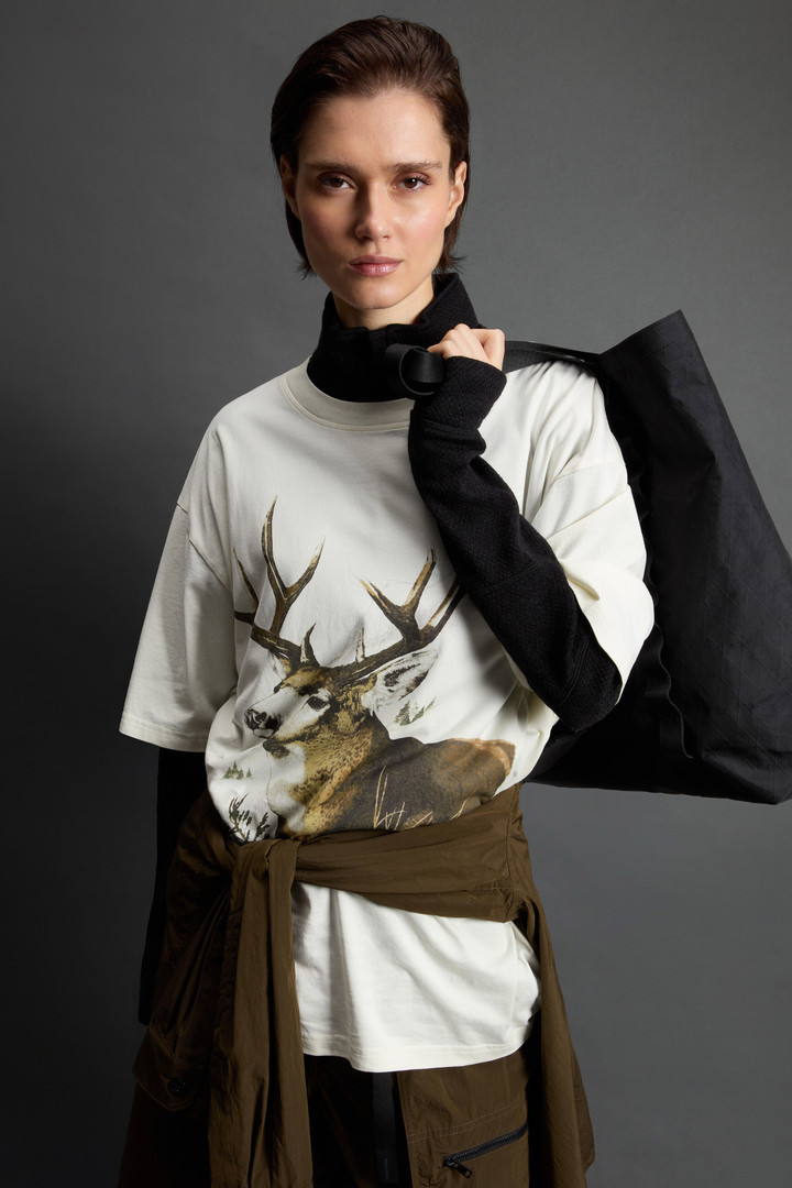 T-Shirt aus reiner Baumwolle mit Print by Todd Snyder Weiß photo 7 | Woolrich