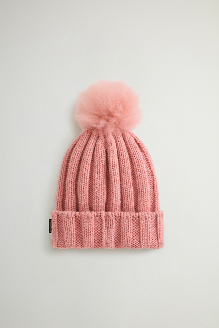 Girls' Beanie in Pure Virgin Wool with Cashmere Pom-Pom Pink photo 2 | Woolrich