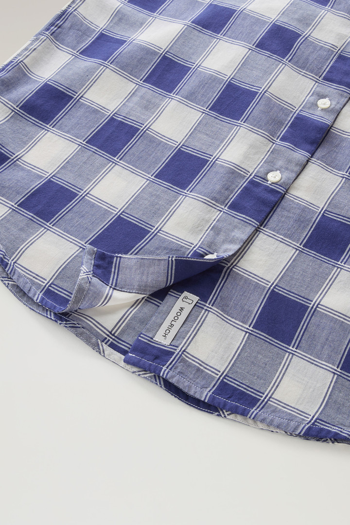 Pure Cotton Voile Checked Shirt Blue photo 7 | Woolrich