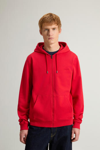 Full-zip Hoodie in Light Cotton-Blend Fabric Red | Woolrich
