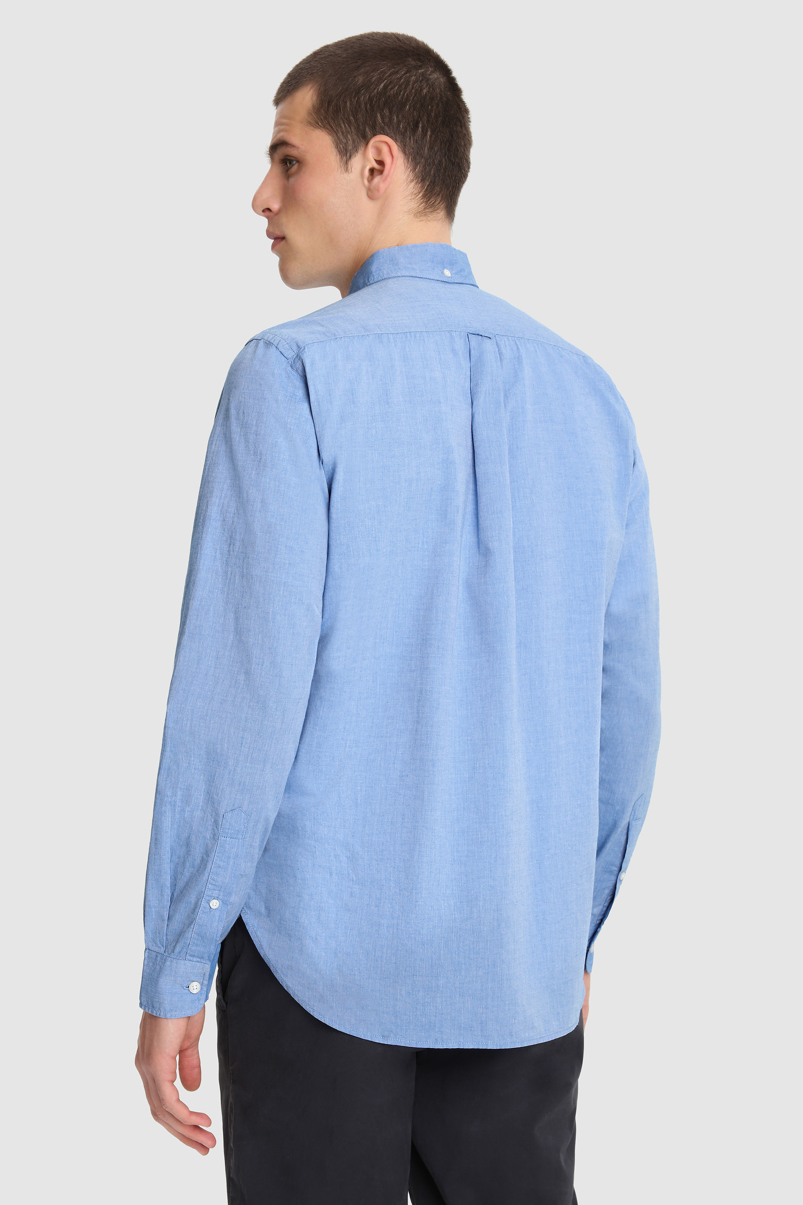 Chambray Button-Down Shirt in Light Cotton - Men - Blue