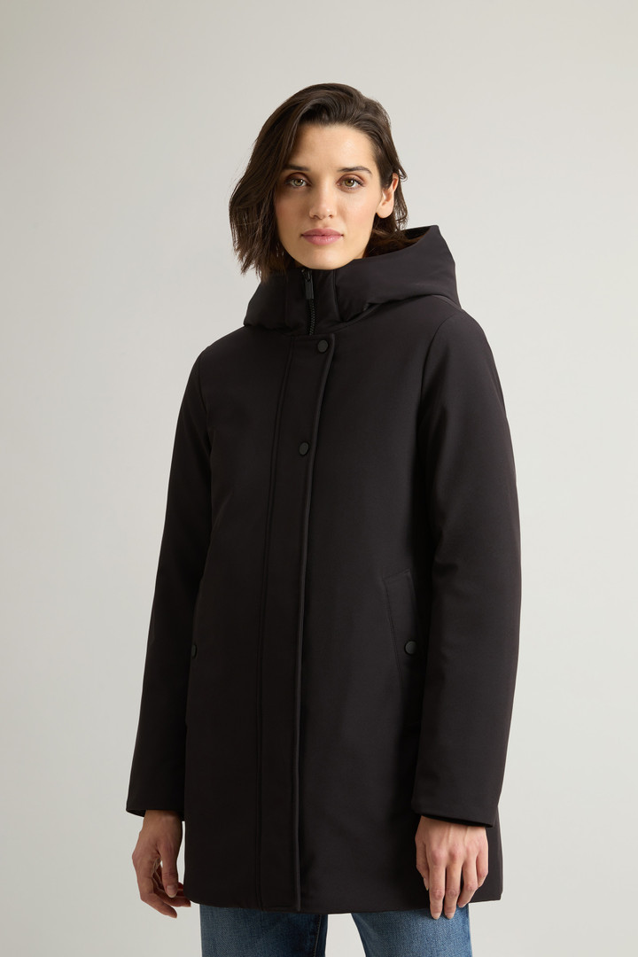 Firth Parka in Tech Softshell with Removable Faux Fur Collar Black photo 4 | Woolrich