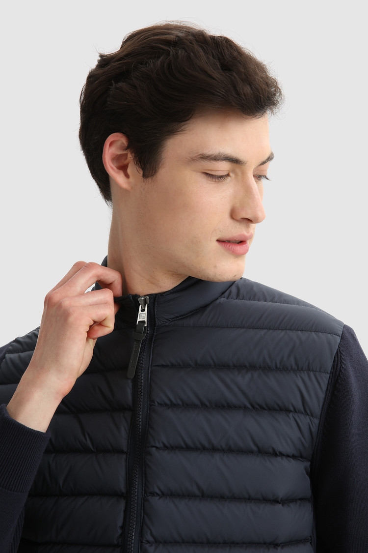 Quilted Track jacket with knit sleeves