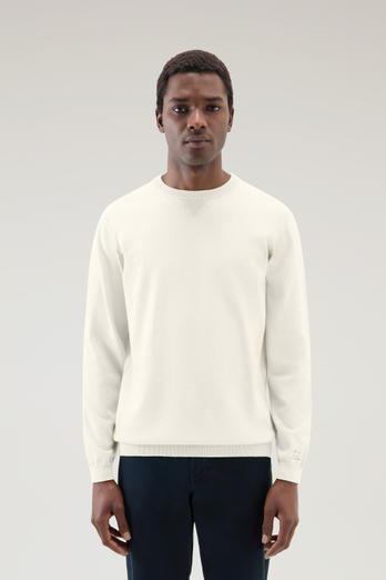 Pure Cotton Crewneck Sweater White | Woolrich