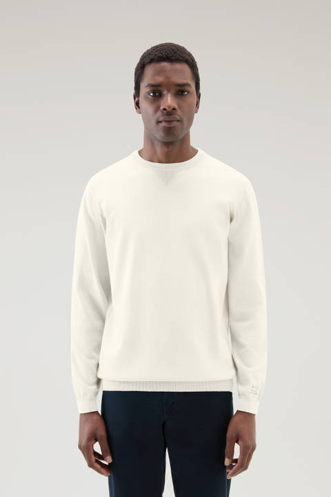 Pure Cotton Crewneck Sweater White | Woolrich