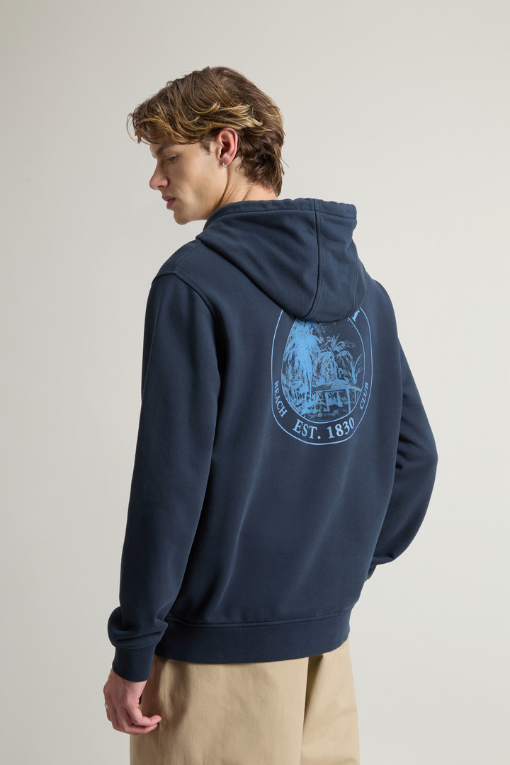 Woolrich Man Pure Cotton Hoodie With Back Print Blue Size XL