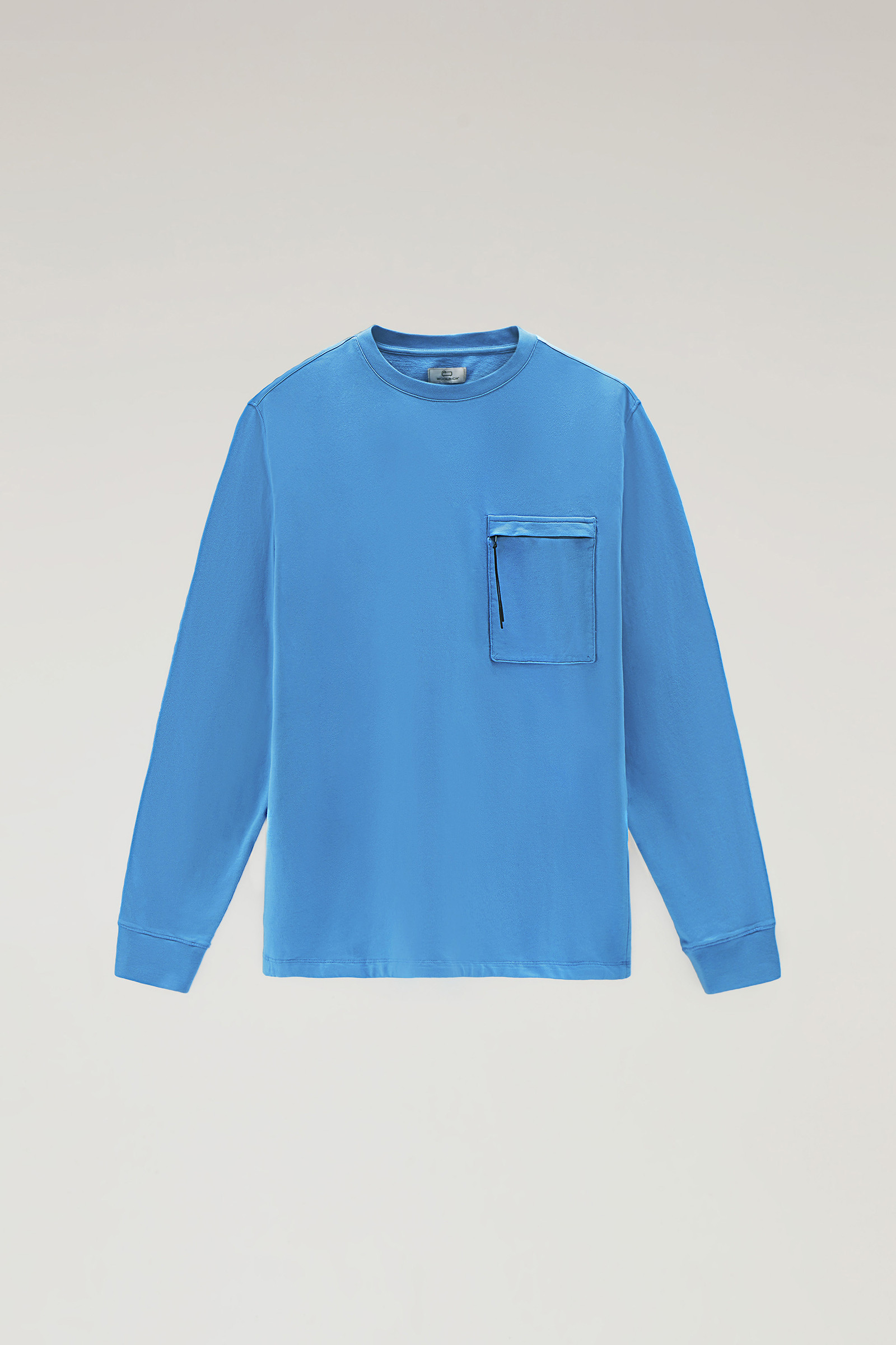 Rundhalspullover mit Reißverschlusstasche aus reinem Baumwollfleece blau photo 5 | Woolrich