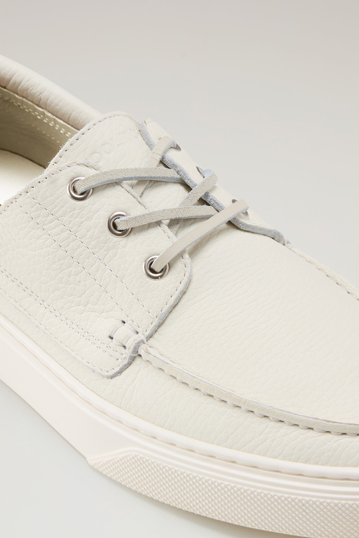 Tumbled Leather Boat Shoes White photo 5 | Woolrich