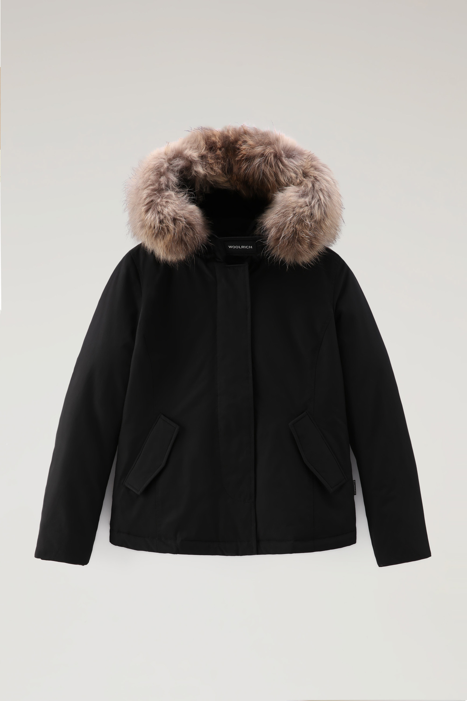 Women's Short Arctic Parka in Ramar Cloth with Detachable Fur Black ...