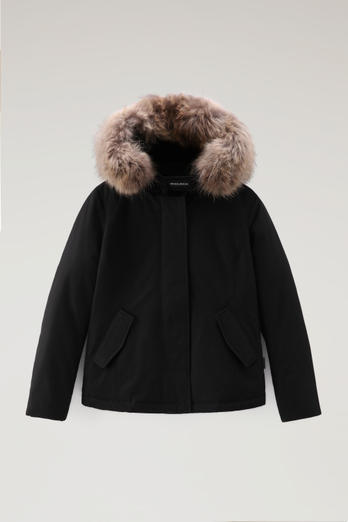 Short Arctic Parka in Ramar Cloth with Detachable Fur Black | Woolrich