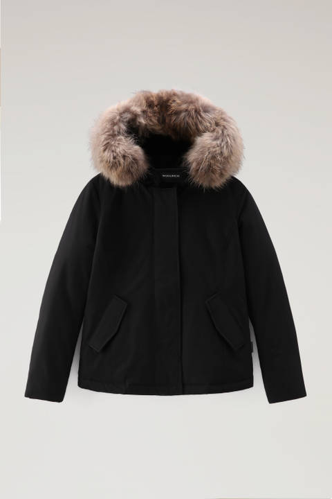 Short Arctic Parka in Ramar Cloth with Detachable Fur Black | Woolrich