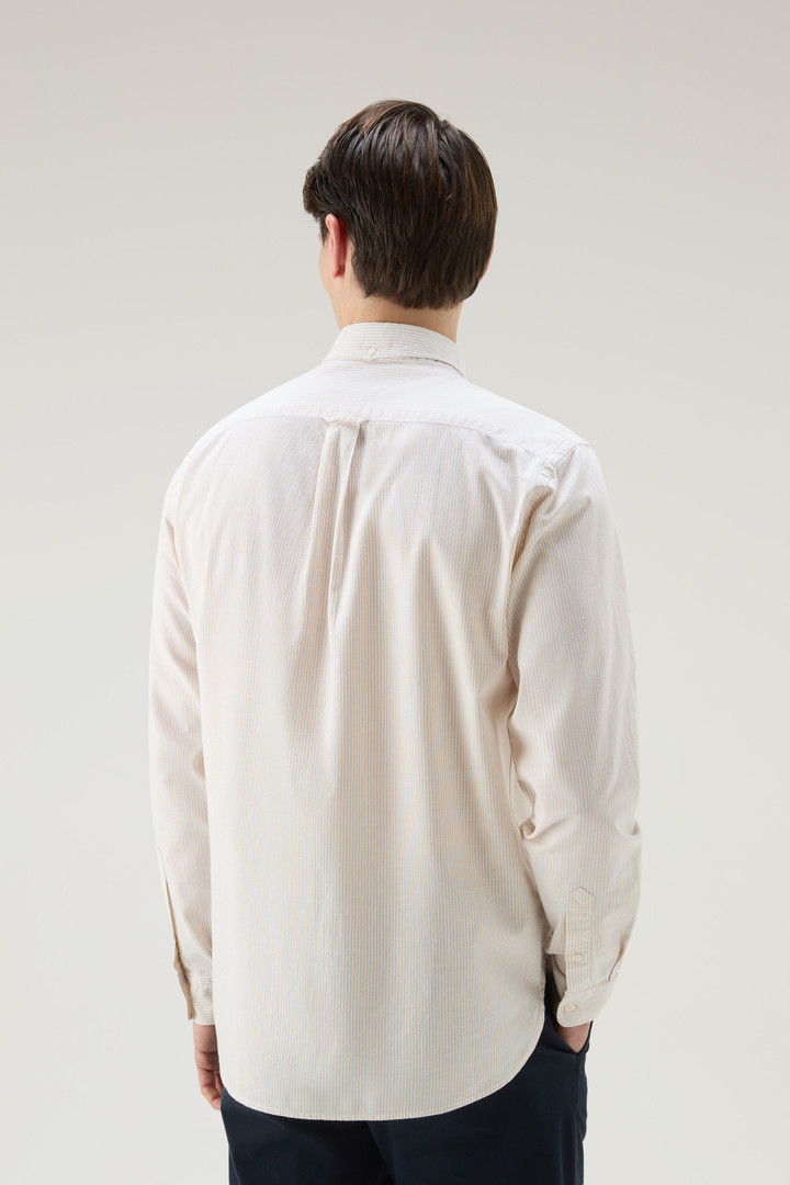 Striped Shirt in a Linen Cotton Blend Beige photo 3 | Woolrich