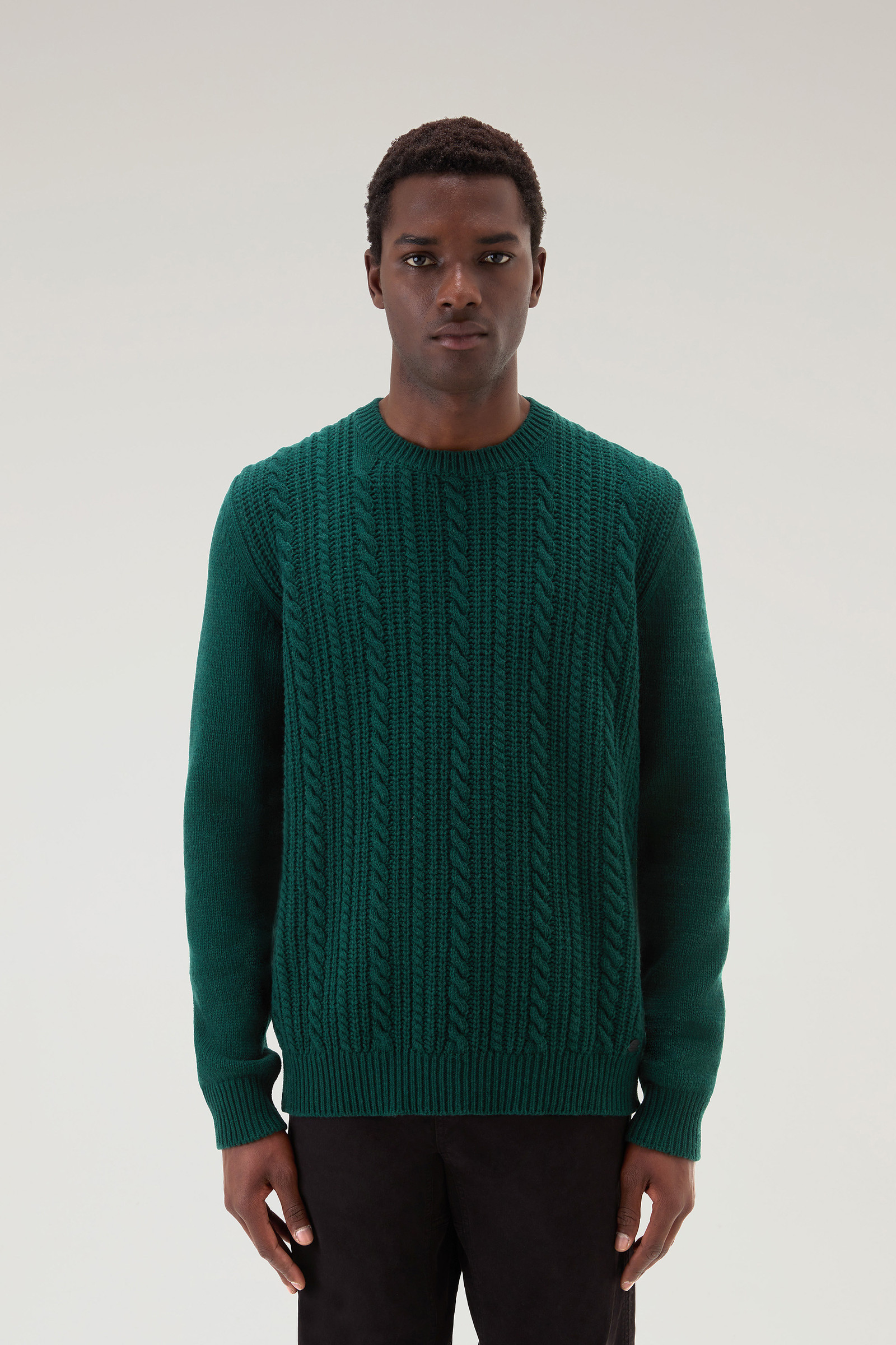 Crewneck Sweater in Wool Blend Green | Woolrich USA