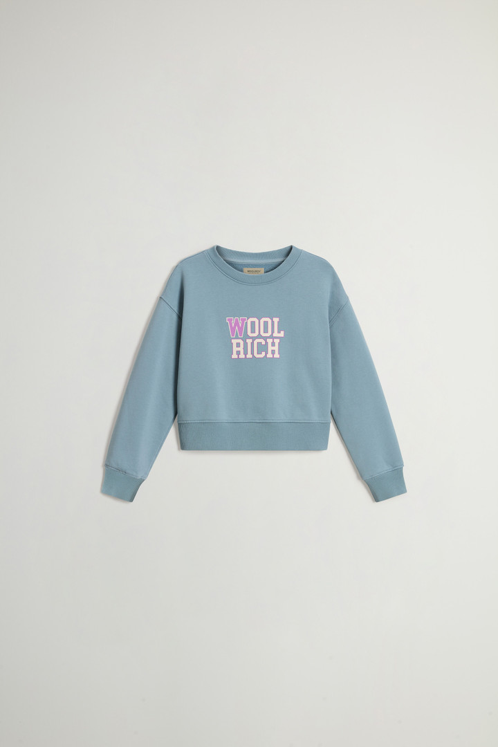 Girls' Crewneck Sweatshirt in Pure Cotton with Logo Blue photo 1 | Woolrich