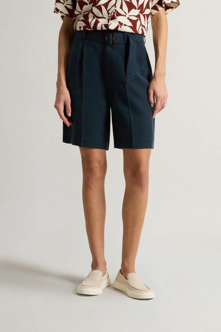 Garment-Dyed Linen-Blend Bermuda Shorts Blue photo 2 | Woolrich