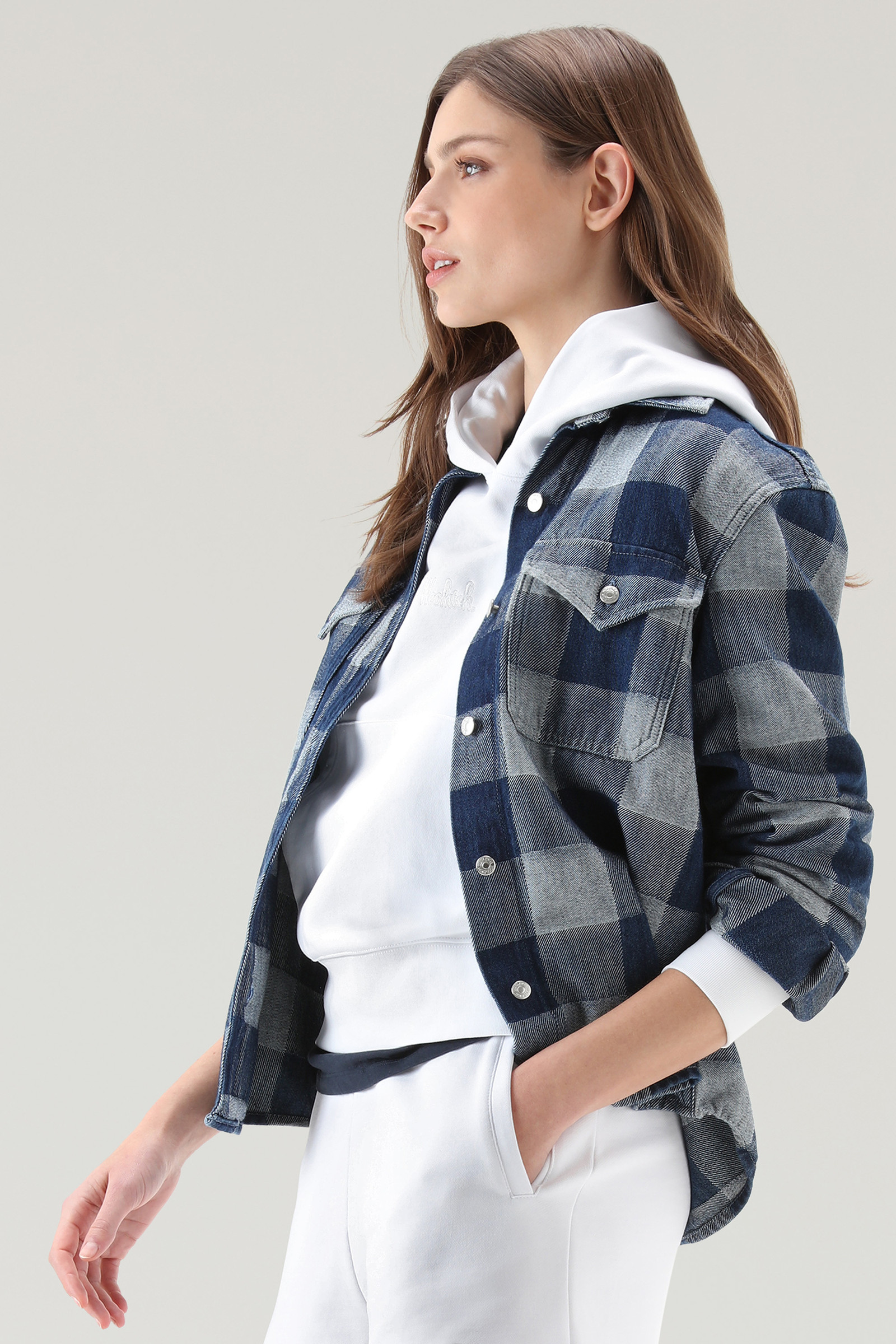 Sweat-shirt à capuche en pur coton avec logo brodé blanc photo 4 | Woolrich