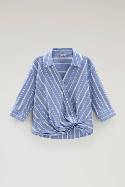Striped Shirt in Cotton Blend Poplin Blue photo 2 | Woolrich