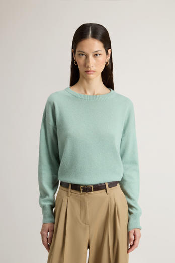 Crewneck Sweater in Virgin Wool and Cashmere Blend Green | Woolrich