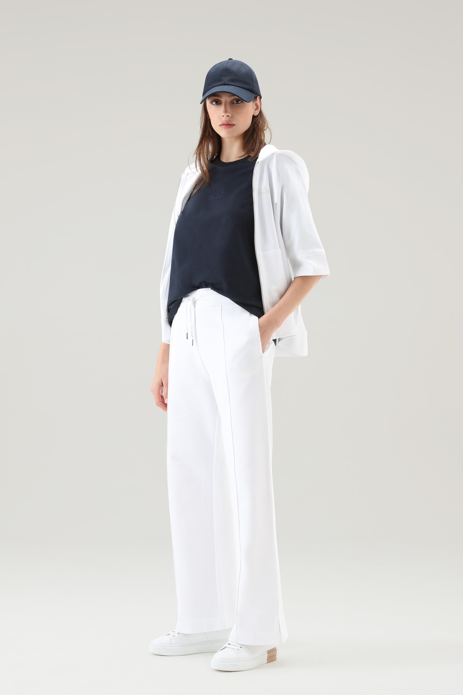 Embroidered Logo T-shirt in Pure Cotton Blue photo 2 | Woolrich