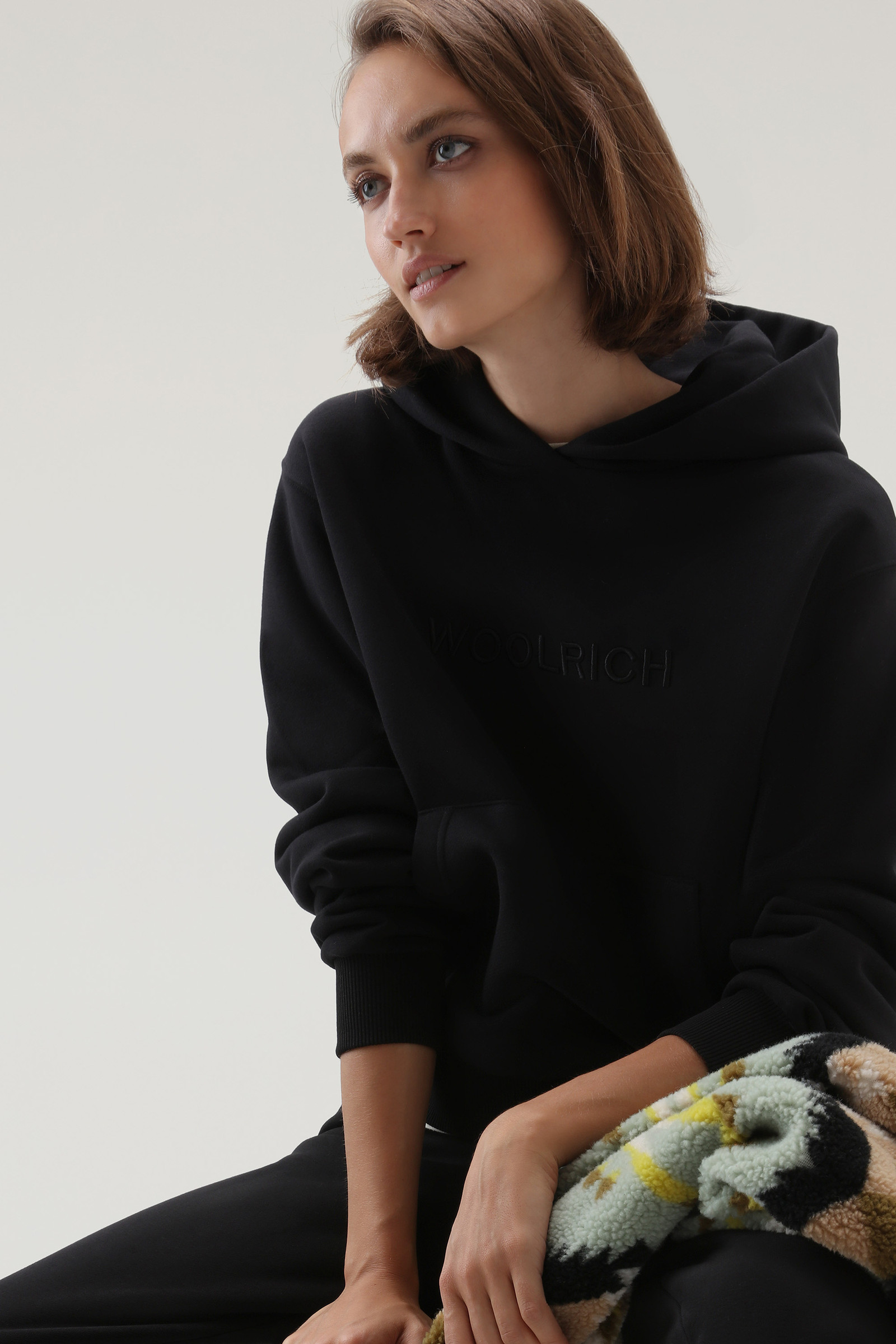 Logo Fleece Hoodie Black photo 4 | Woolrich