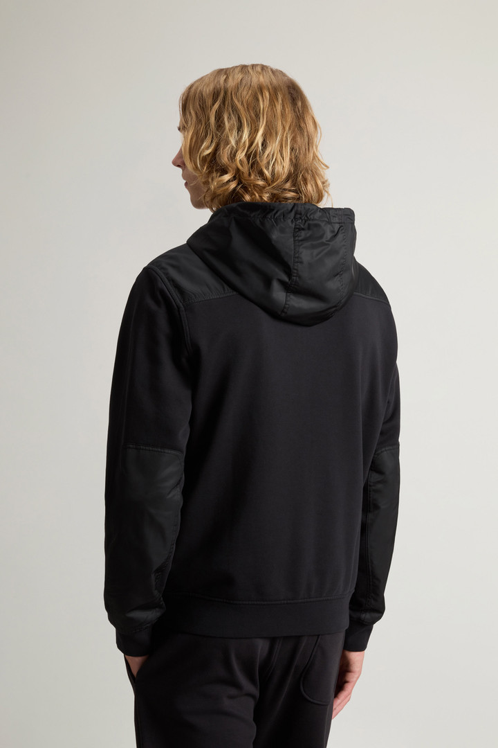 Hybrid Pure Cotton and Nylon Hoodie Black photo 3 | Woolrich