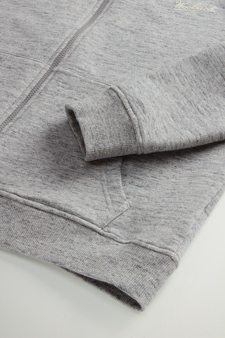 Full-zip Hoodie in Pure Cotton Mouliné Gray photo 3 | Woolrich