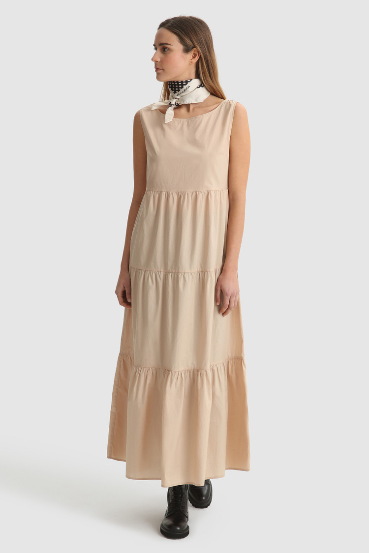 Ärmelloses langes Popelinekleid