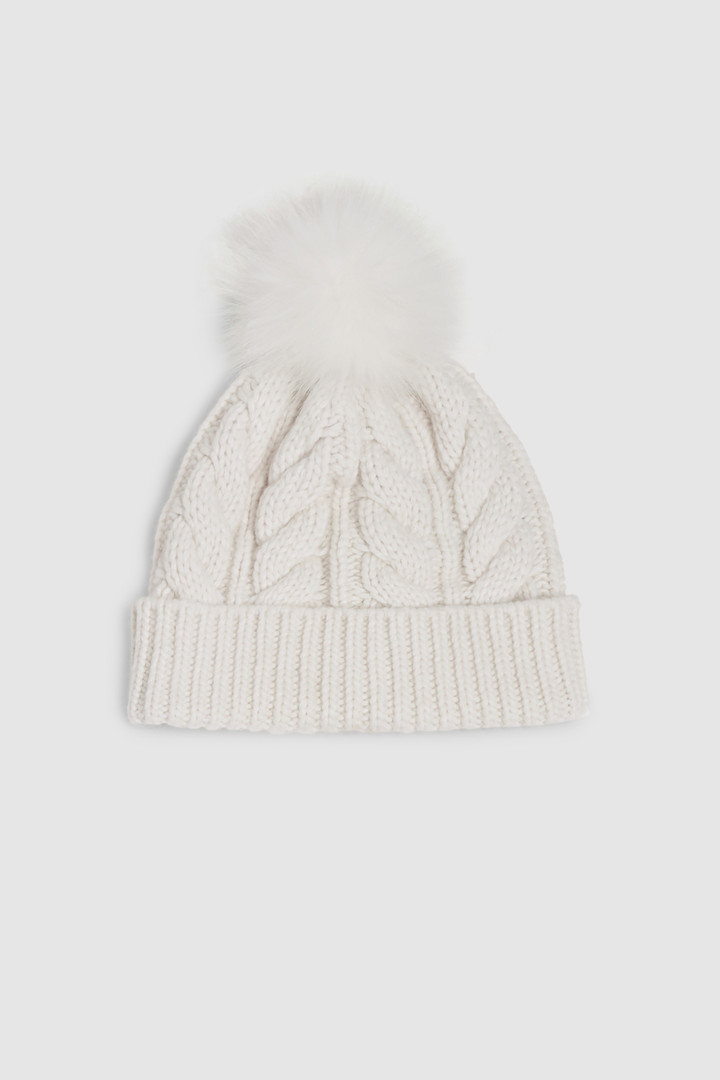 Wool-blend beanie with detachable pompom
