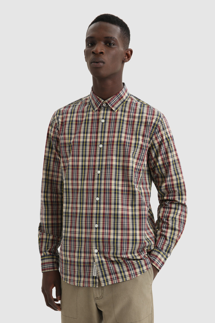 Chemise en popeline de coton en fil teinté