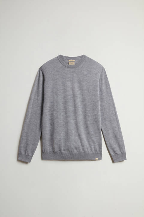 Pullover mit Rundhalsausschnitt aus reiner Merino-Schurwolle Grau photo 2 | Woolrich