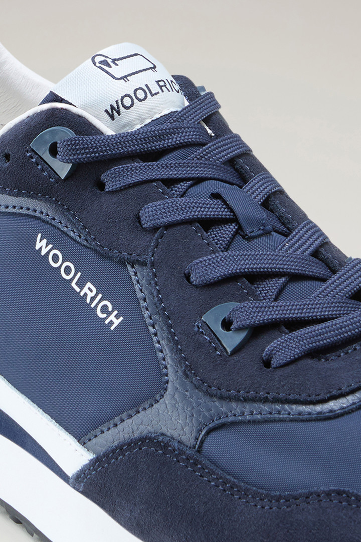 Retro Leather Sneakers with Nylon Details Blue photo 5 | Woolrich