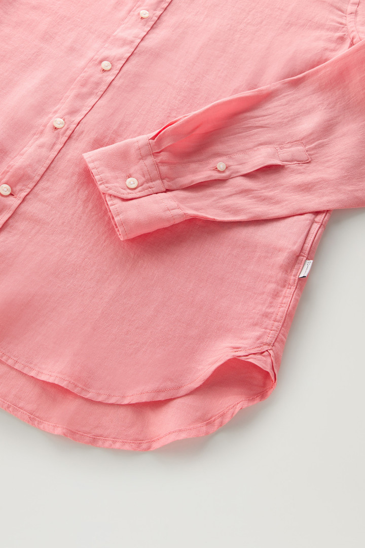 Overhemd van achteraf geverfd, zuiver linnen Roze photo 7 | Woolrich