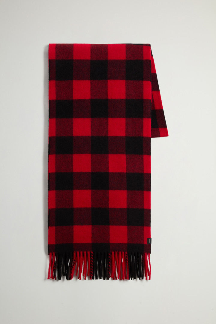 Wool-Blend Scarf with Jacquard Buffalo Check Pattern Red photo 1 | Woolrich