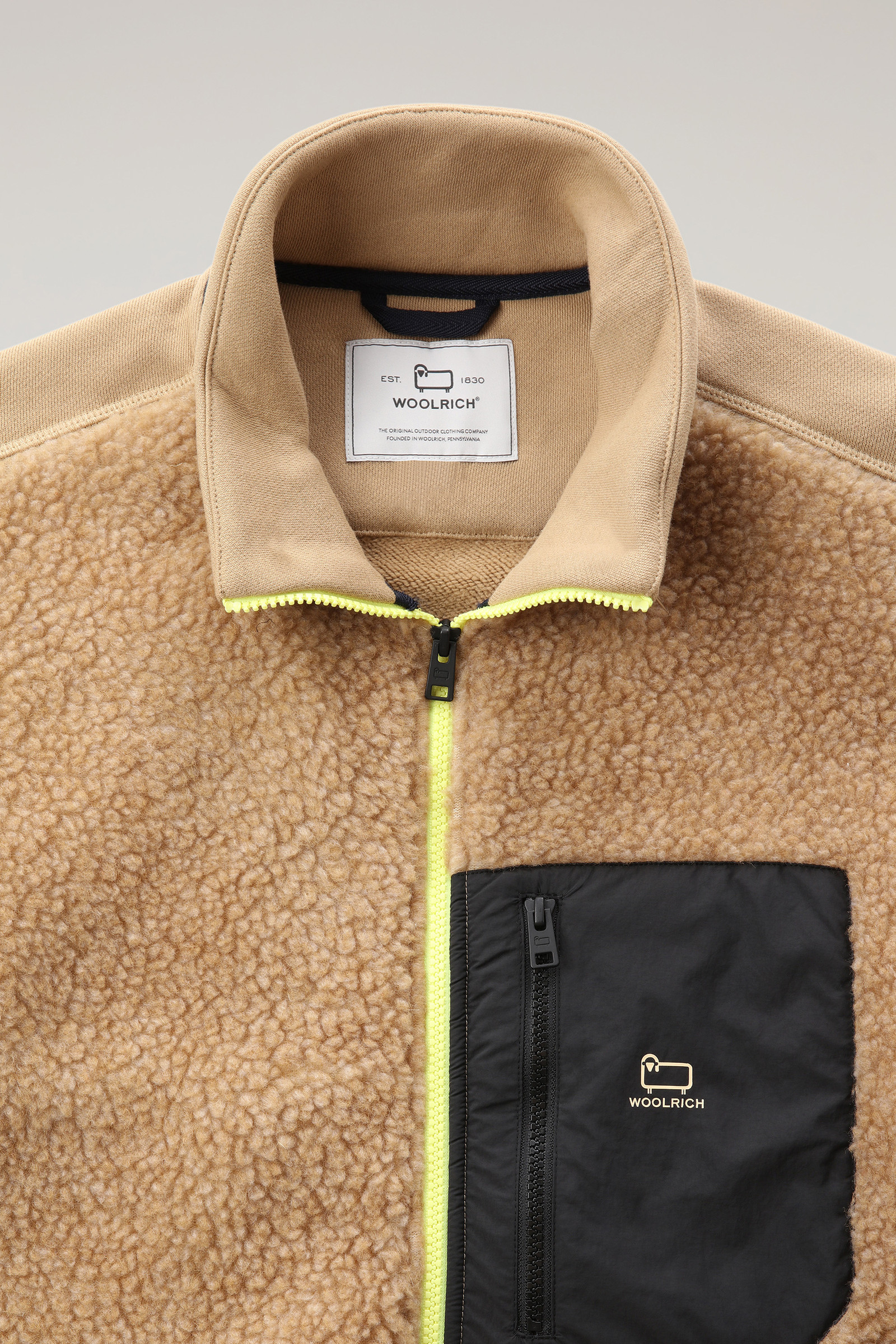 Men's Curly Fleece Full-Zip Jacket Beige | Woolrich USA